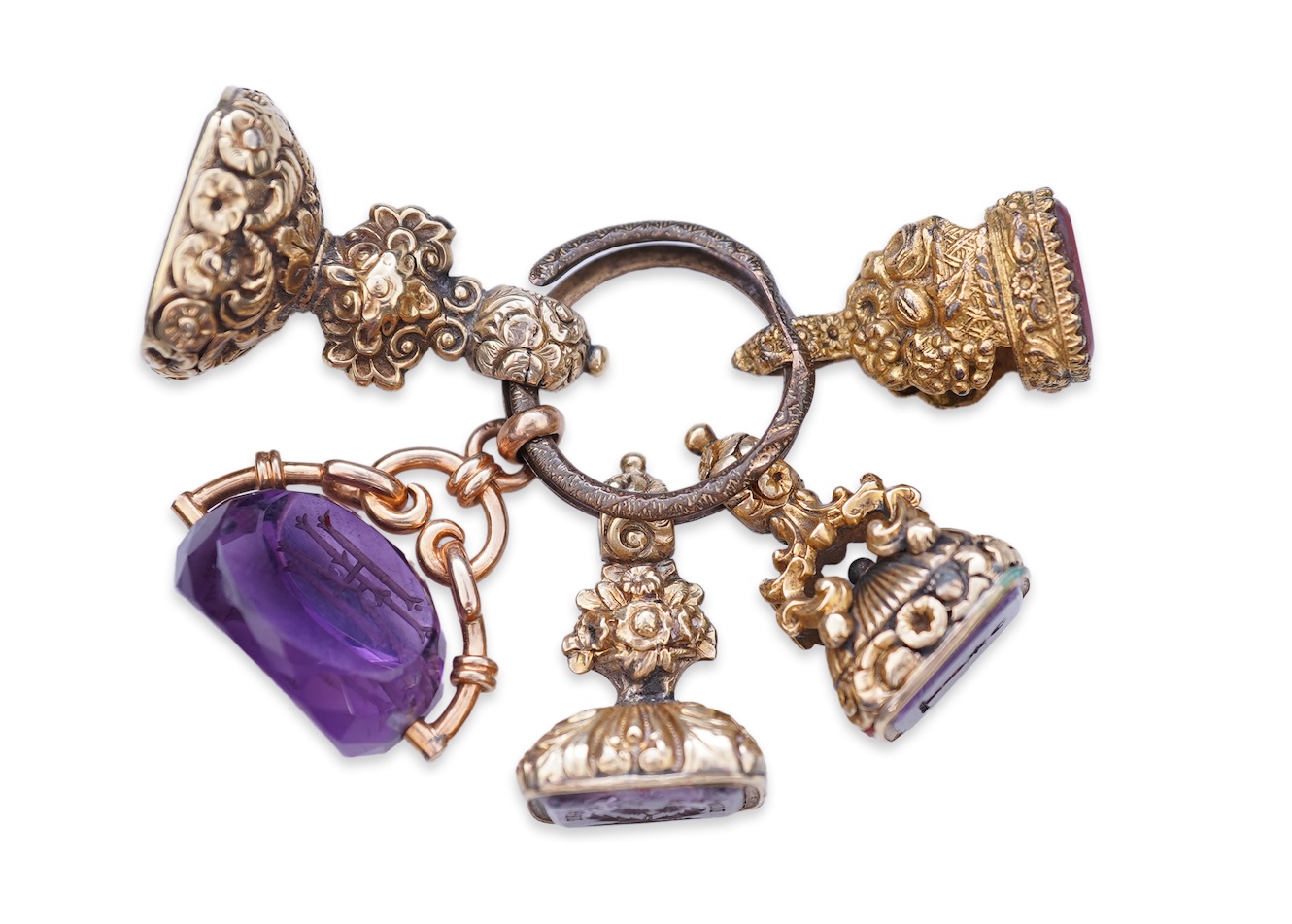 Five fob seals, 19th century